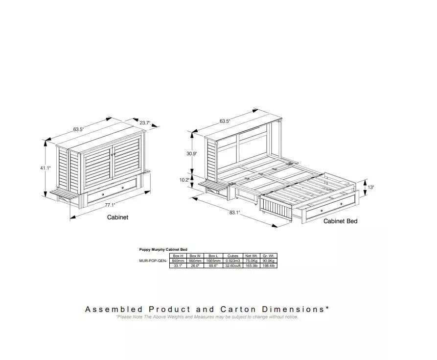 Poppy Queen Harvest Brown Cabinet Bed - The Futon Store 