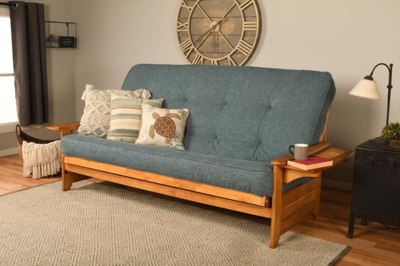 Phoenix Queen Futon Butternut Finish with Mattress