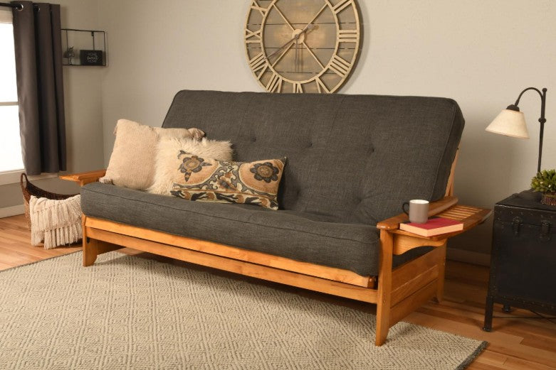 Phoenix Queen Futon Butternut Finish with Mattress