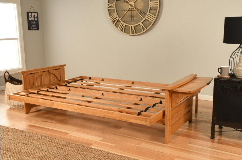 Phoenix Queen Futon Butternut Finish with Mattress - The Futon Store 