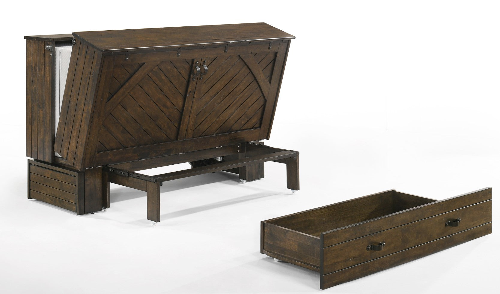 Ranchero Queen Wildwood Brown  Cabinet Bed - The Futon Store 