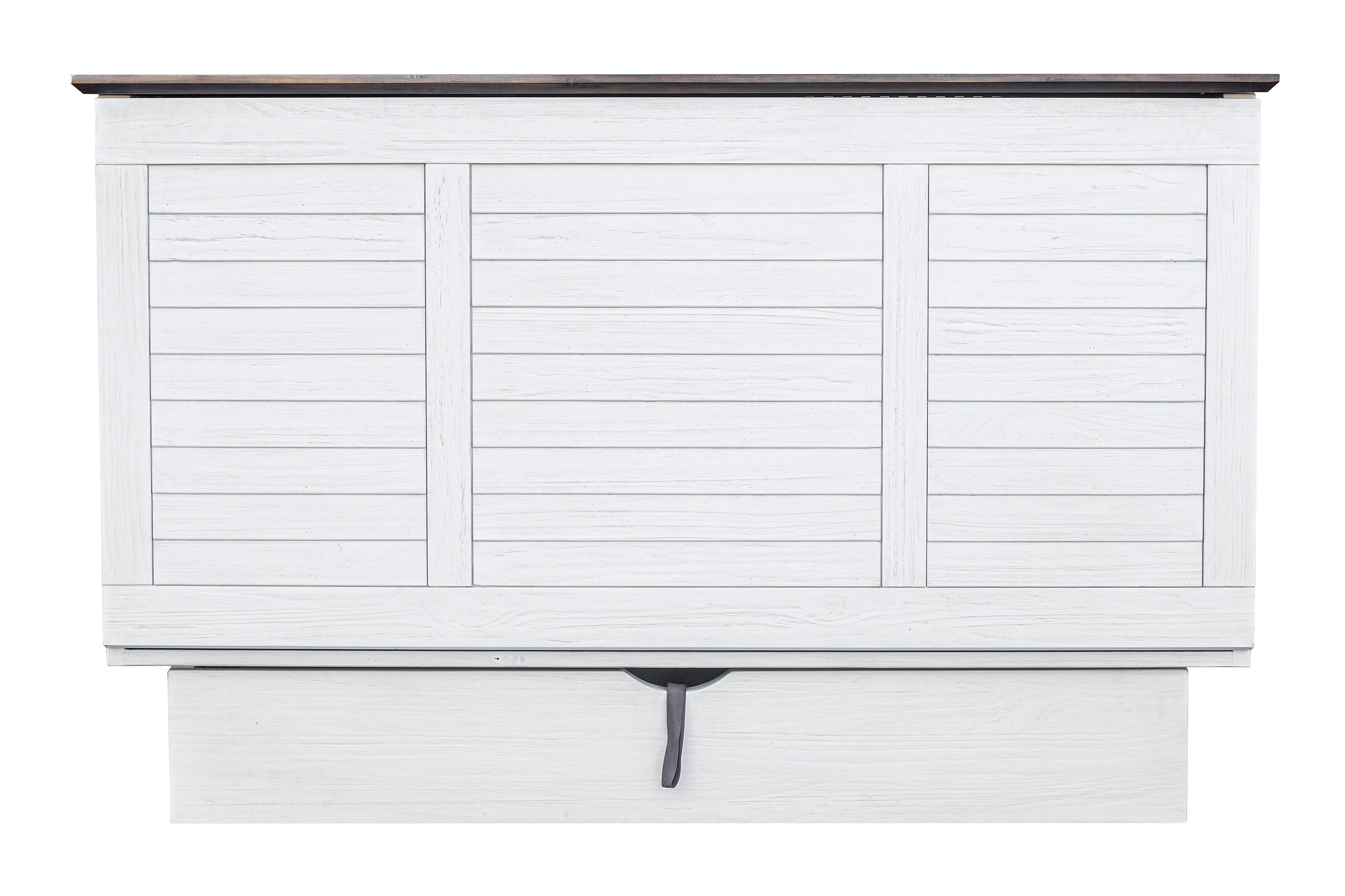 Cottage Creek Tuscany Queen Murphy Cabinet Bed 2-Tone Distressed White/Brown Finish - The Futon Store 