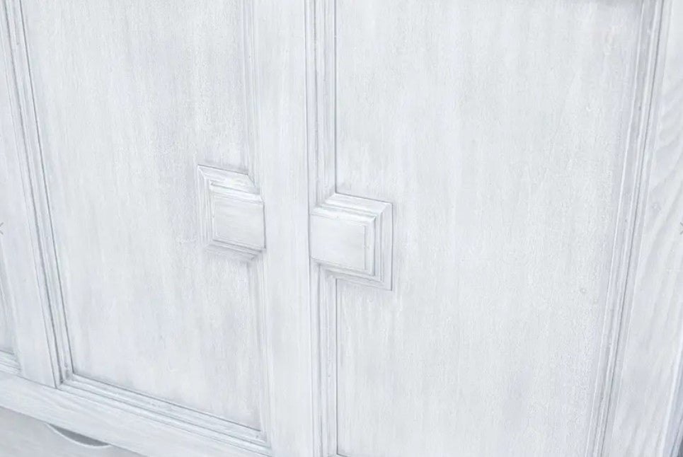 Cottage Creek Valencia Queen Sleep Cabinet Bed Distressed White Finish - The Futon Store 