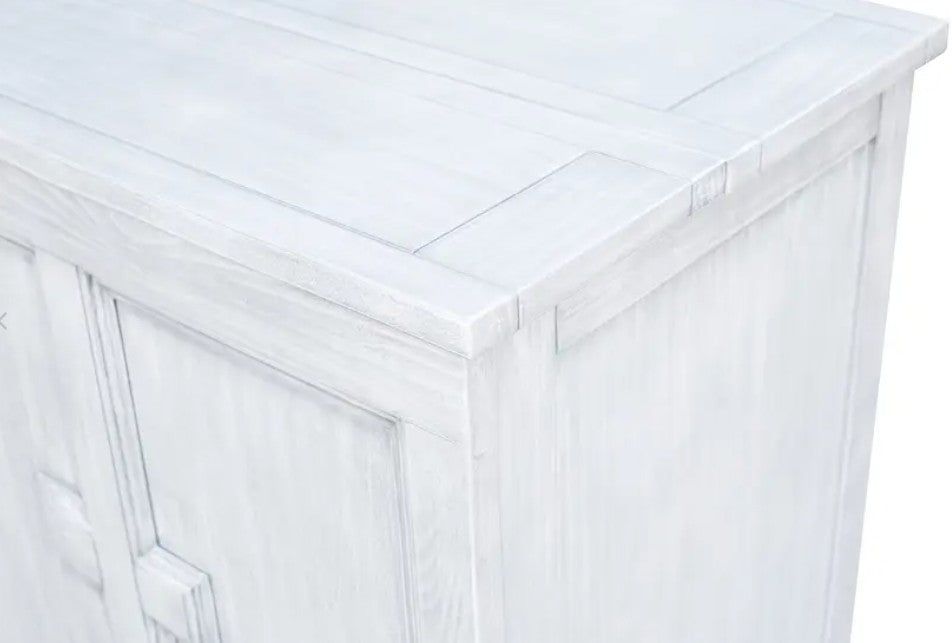 Cottage Creek Valencia Queen Sleep Cabinet Bed Distressed White Finish - The Futon Store 