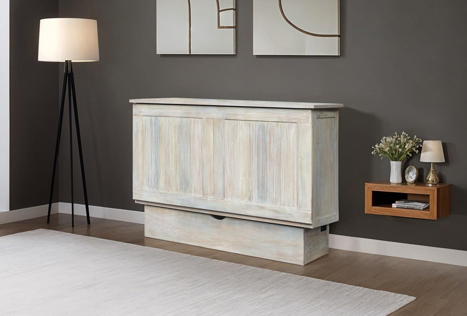 Cottage Creek Westport Queen Sleep Cabinet Bed Distressed Multi Tone Finish - The Futon Store 