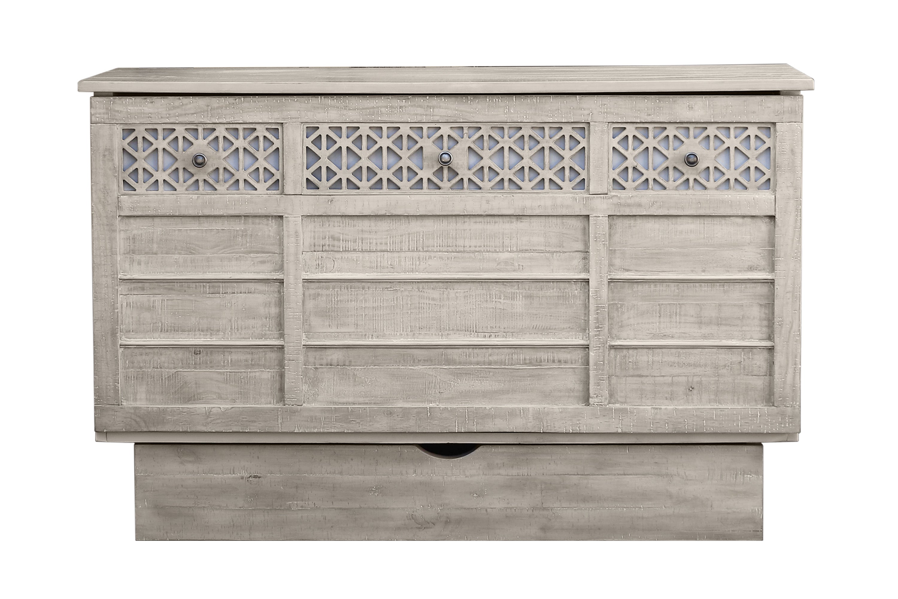 Cottage Creek Wilmington Queen Murphy Cabinet Bed Distressed Greige Finish - The Futon Store 