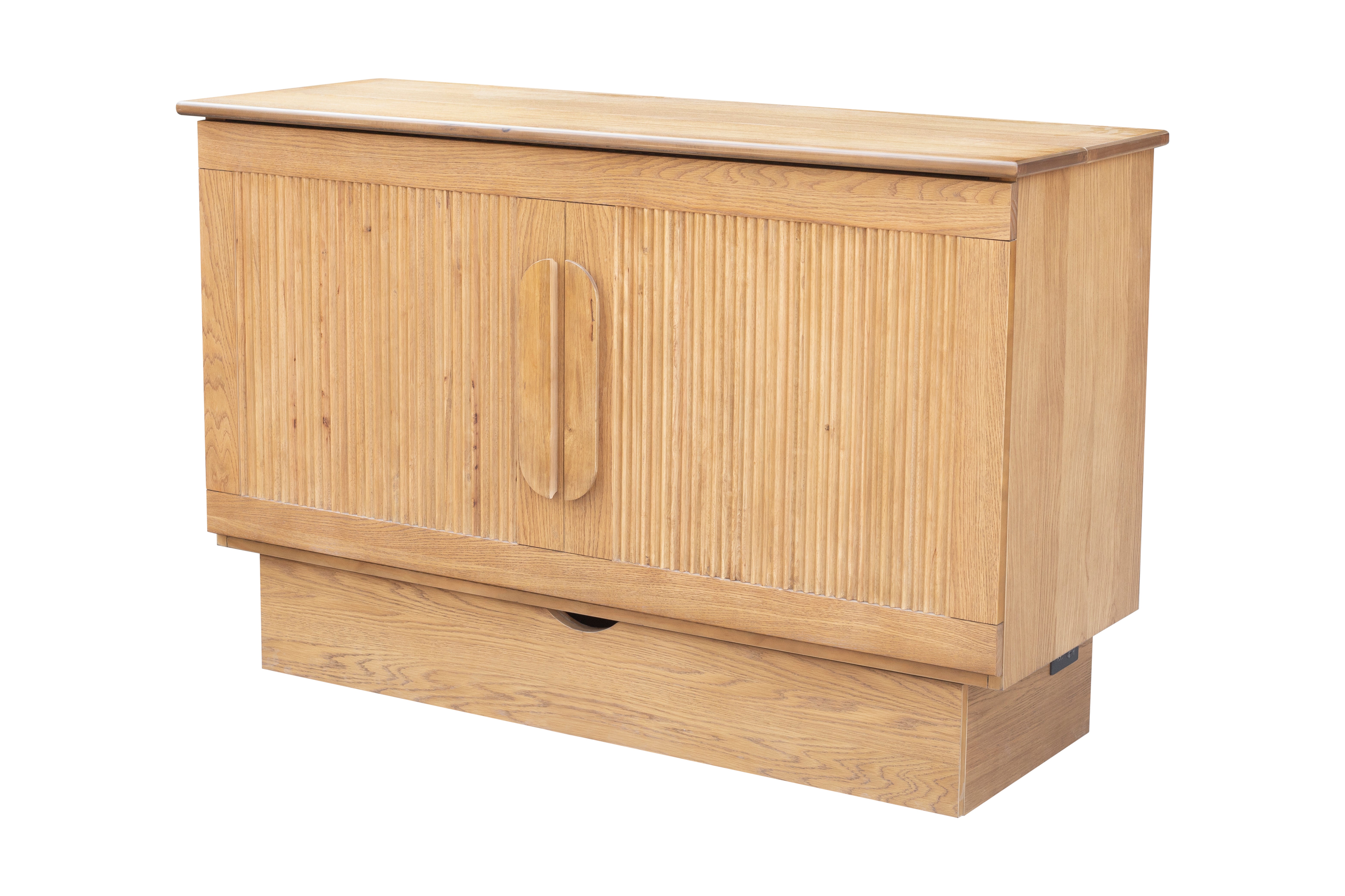 Cottage Creek Oakcrest Queen Sleep Cabinet Bed Distressed Natural Wood Tone Finish - The Futon Store 