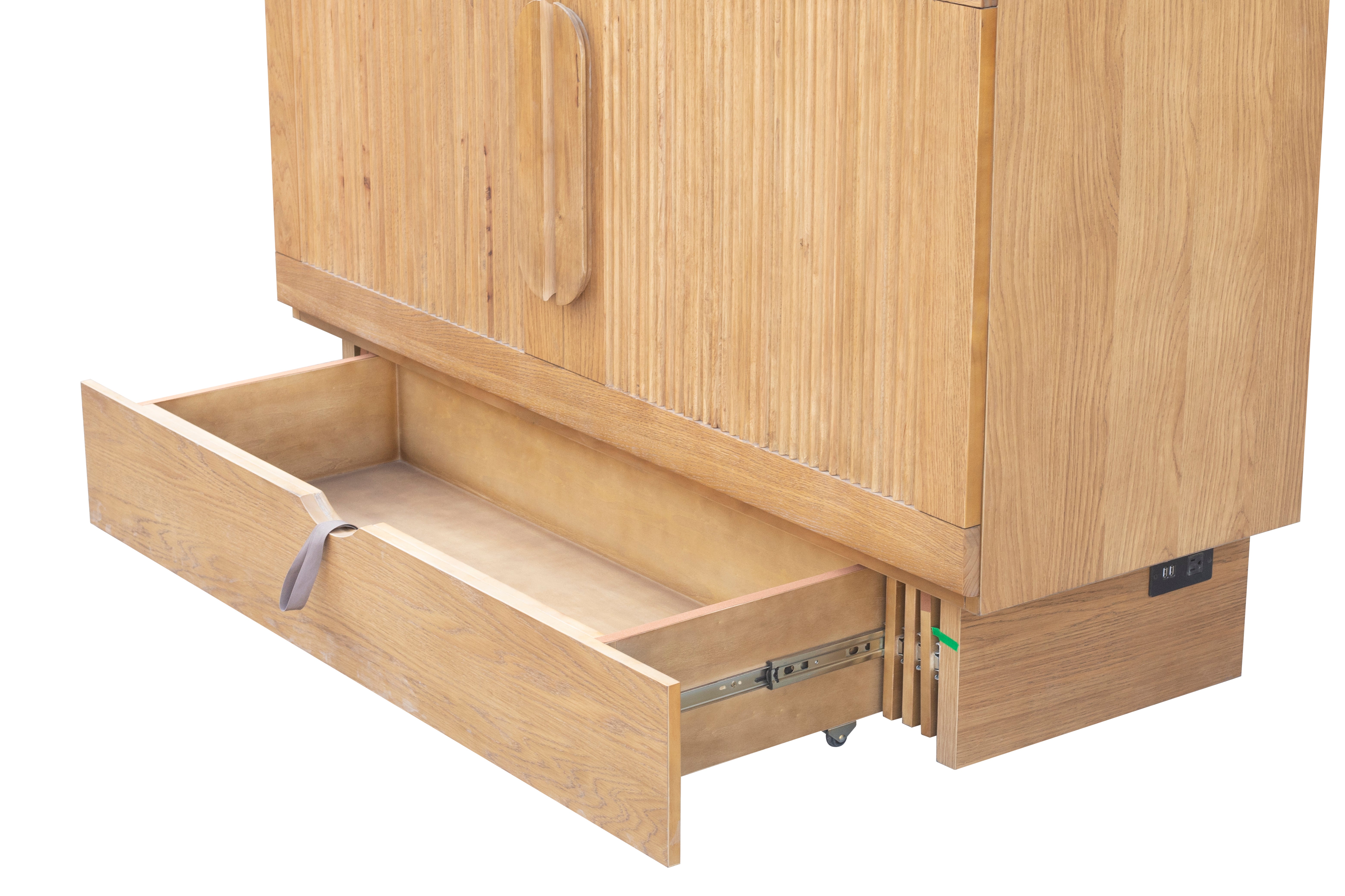 Cottage Creek Oakcrest Queen Sleep Cabinet Bed Distressed Natural Wood Tone Finish - The Futon Store 